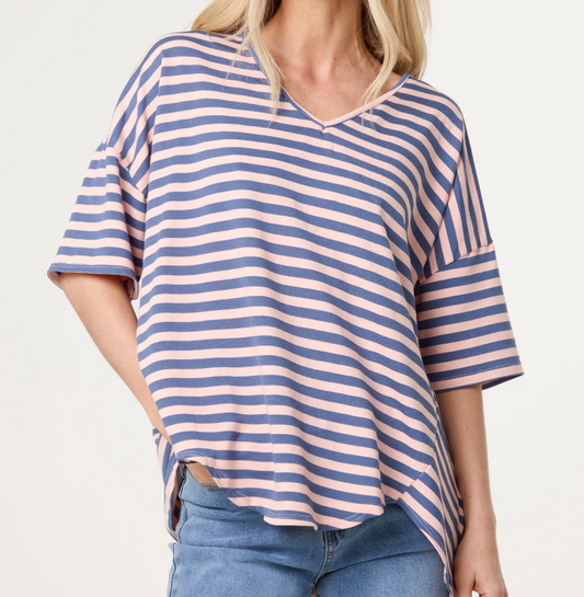 Lulu V-Neck Striped T-shirt