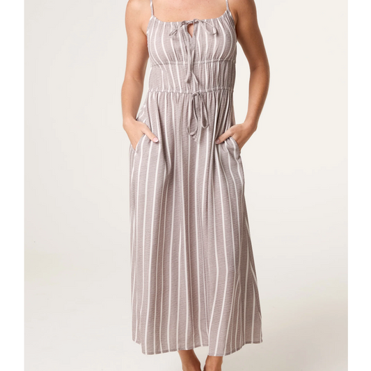 Kay Pinstripe Tie Front Bust Dress