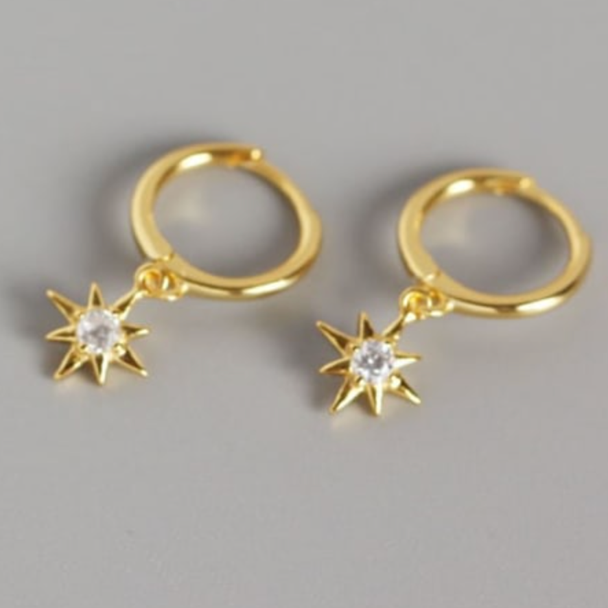 White Star Huggie Earrings