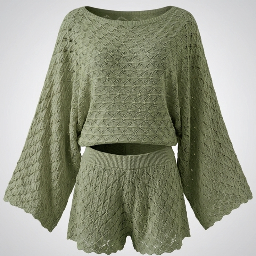 Sheer Lace Oversized Top & Shorts Set