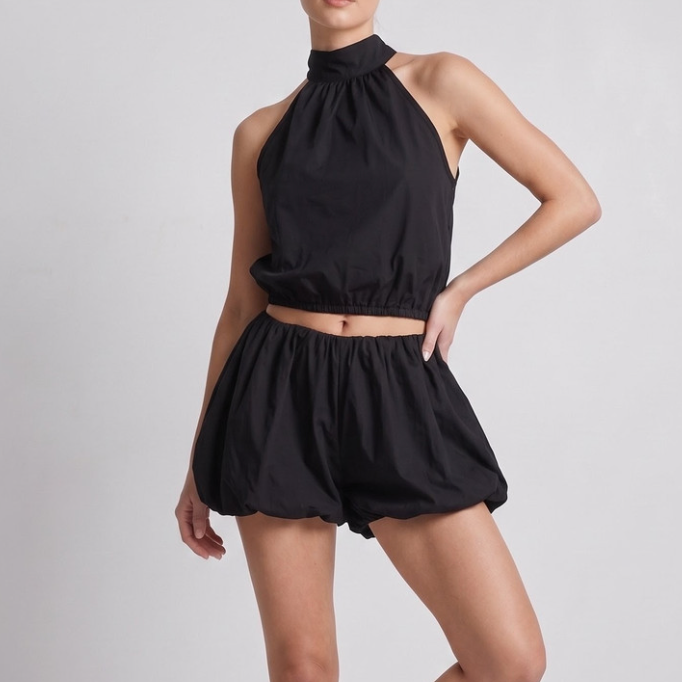 Bella Balloon Hem Blouse & Shorts Set