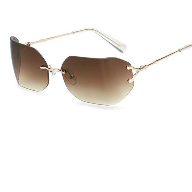Kara Rimless Curved Sunglasses