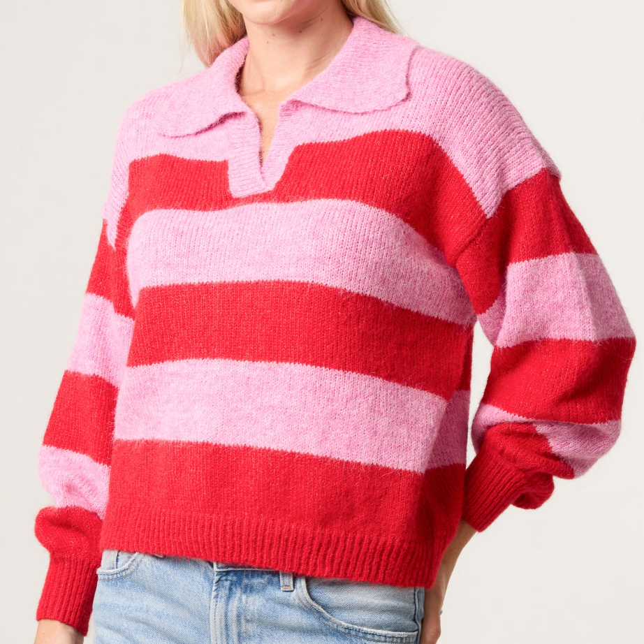 Lara Polo Collar Stripe Jumper