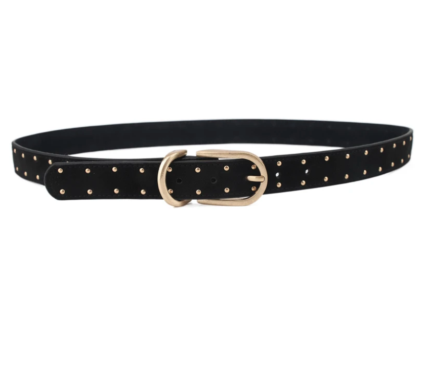 Studded Faux Suede Belt