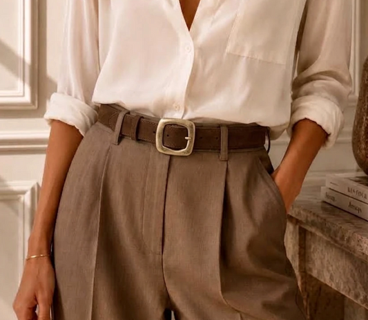 Oversized Buckle Suede Belt