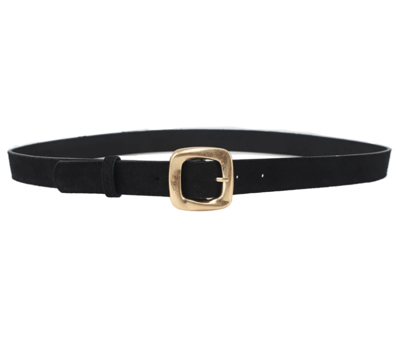 Oversized Buckle Suede Belt