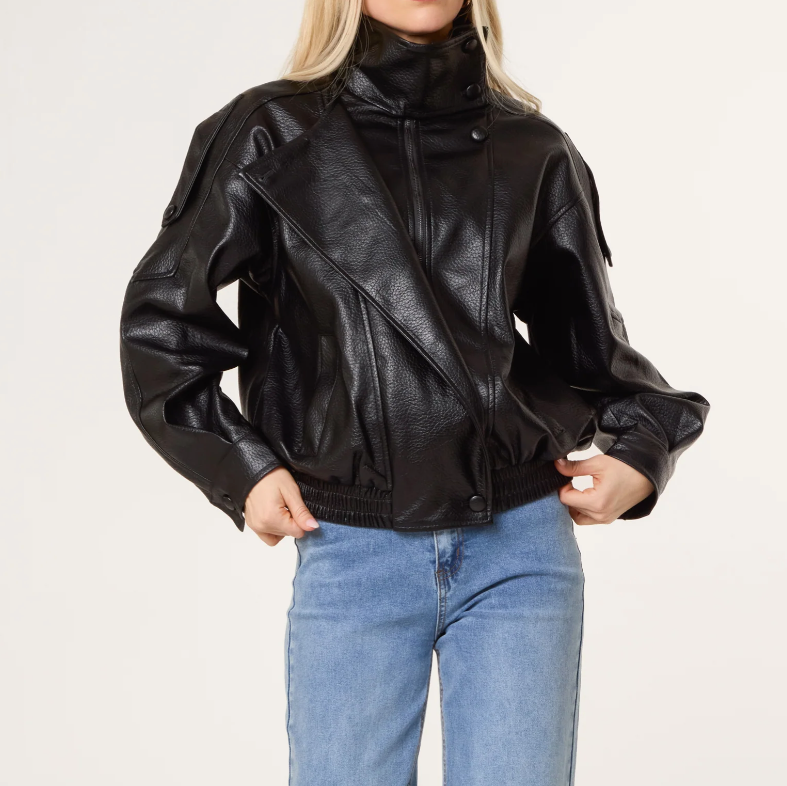 Annabelle High Collar Leather Jacket