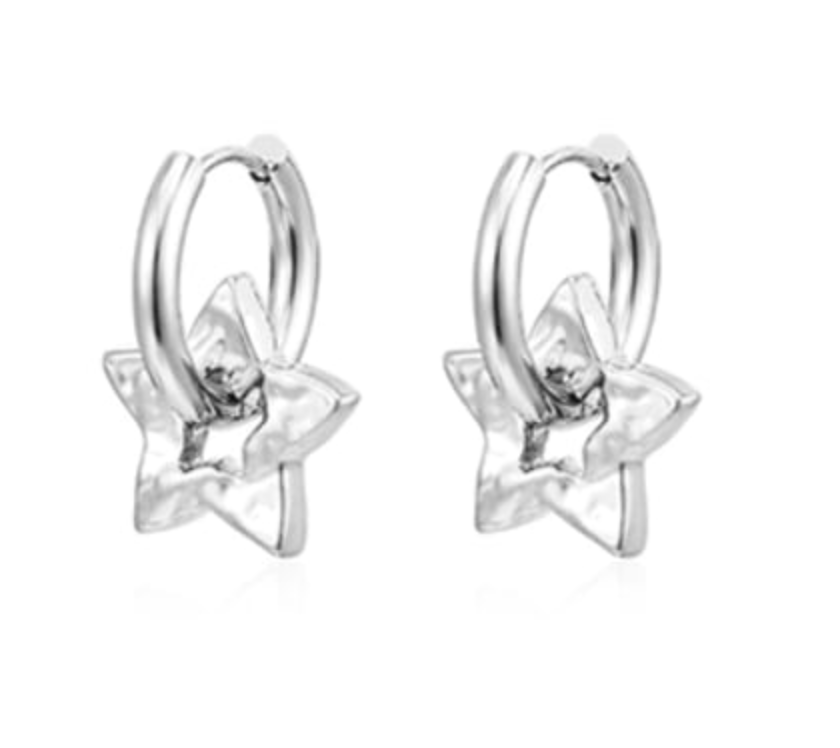 Pentagram Hip Hop Huggie Earrings