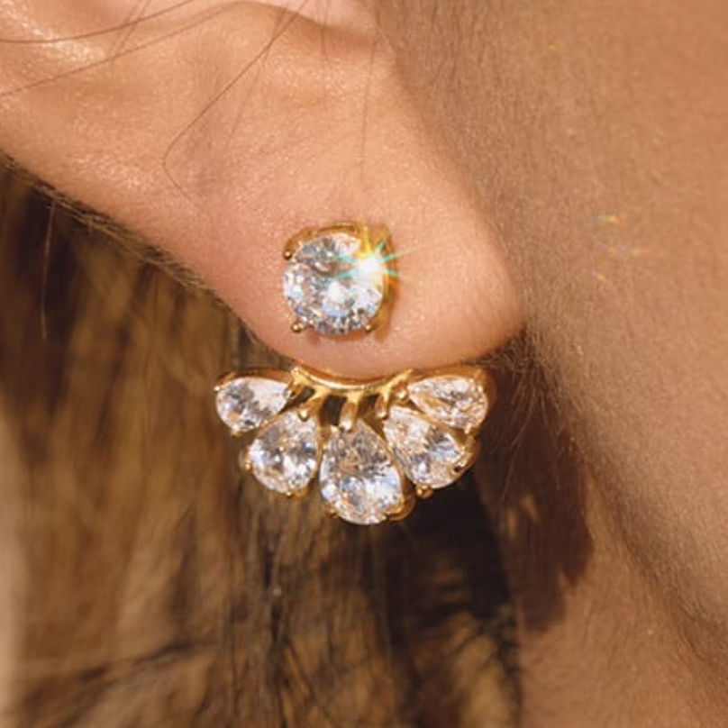 Irregular Cubic Zirconia Drop Earrings