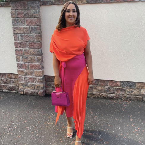 RENT | BUY Kevan Jon Mila Pleat Pink & Orange Dress
