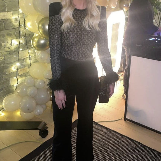 SAMPLE SALE Nadine Merabi Monique Black Jumpsuit - Size S